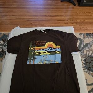 Dark Brown Graphic Tee Lghthouse Coffee PNW